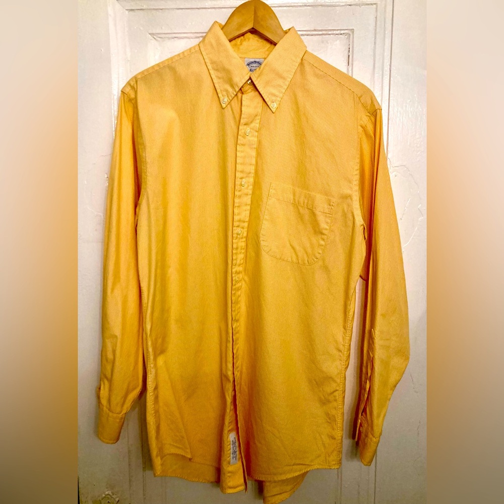 Brooks Brothers Yellow Pin Striped Button Down - Slim Fit (neck 15 1/2-2/3)